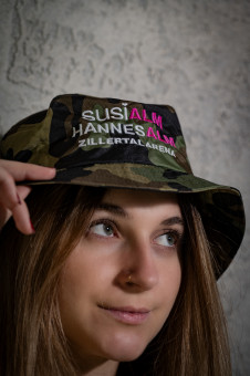 Camouflage Bucket Hat with Susi Alm, Hannes  Alm & Zillertal Arena Logo
