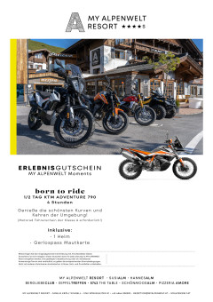 Gutschein für 1/2 Tag KTM Adventure 790 Verleih im My Alpenwelt Resort