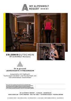Gutschein für eine Jahreskarte des My Alpenwelt Fitnessraums